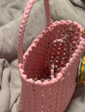 Pink Woven Mini Crossbody Bag
