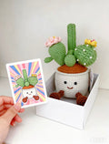 Crochet Potted Plant Gift Set — Smiley Pot Character
