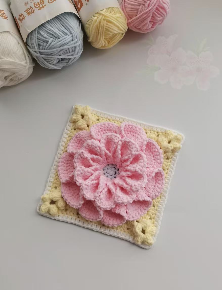 3D Crochet Flower Granny Square Decoration