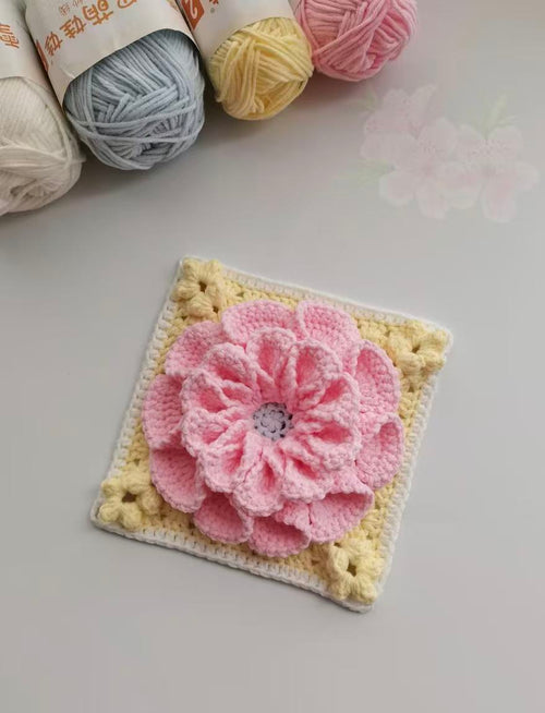 3D Crochet Flower Granny Square Decoration