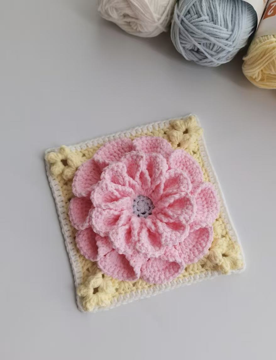 3D Crochet Flower Granny Square Decoration