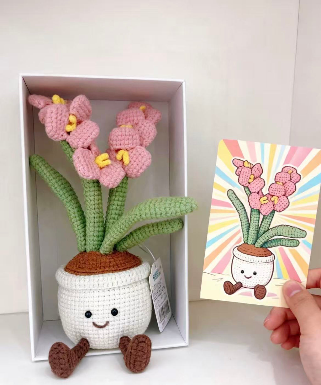 Crochet Potted Plant Gift Set — Smiley Pot Character