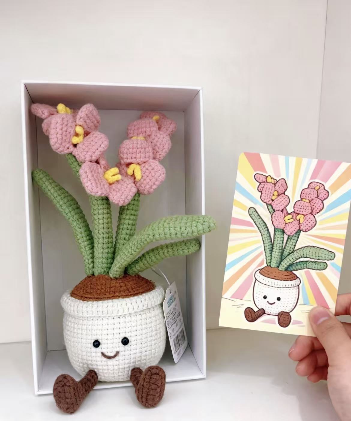 Crochet Potted Plant Gift Set — Smiley Pot Character