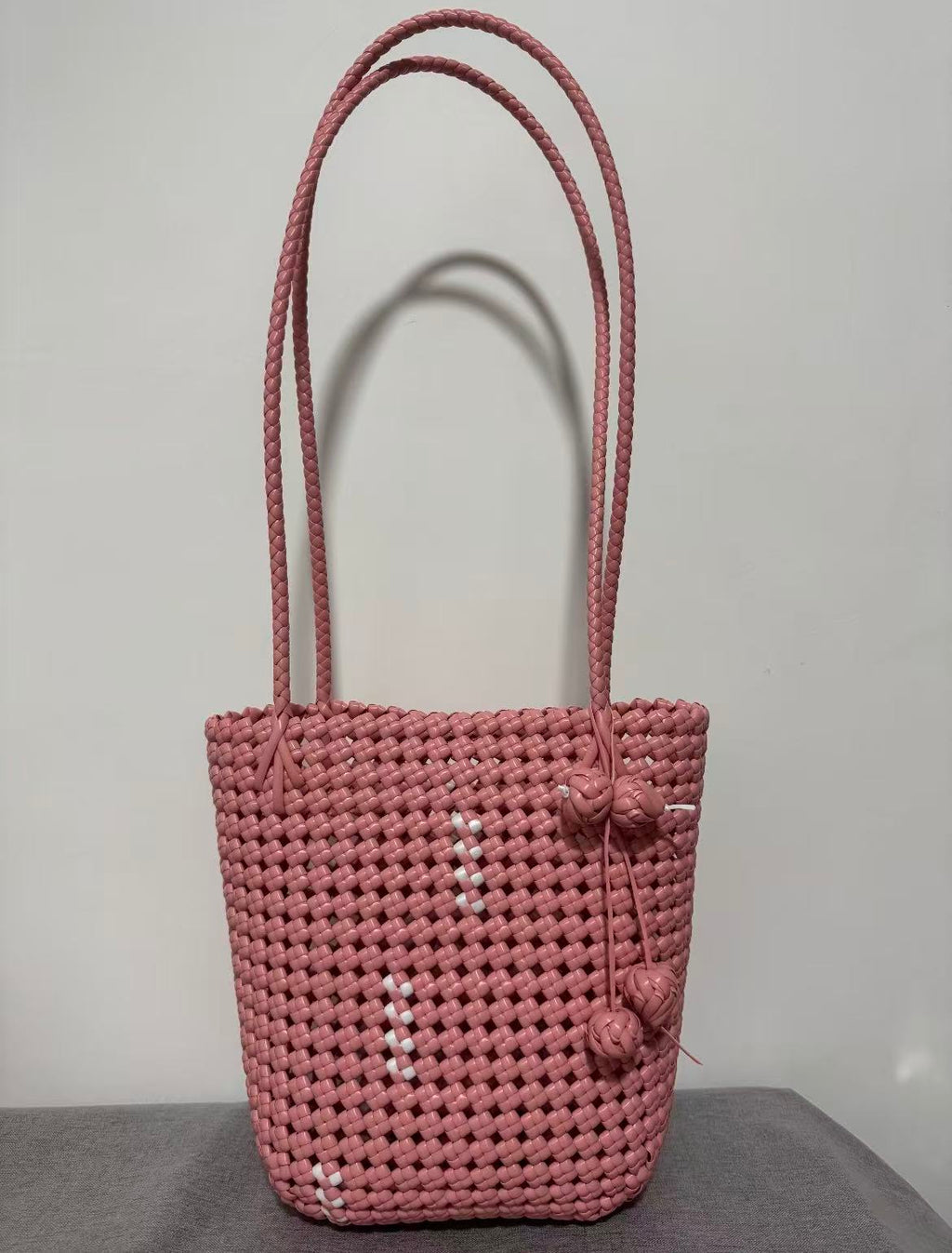 Rose Pink Woven Tote Bag