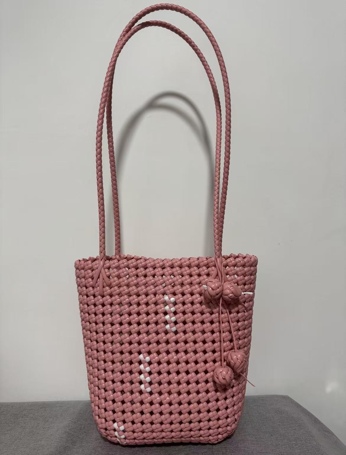 Rose Pink Woven Tote Bag