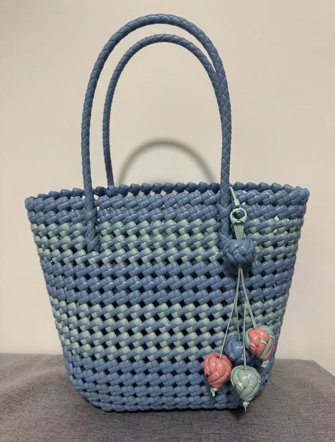 Ocean Blue Woven Tote Bag