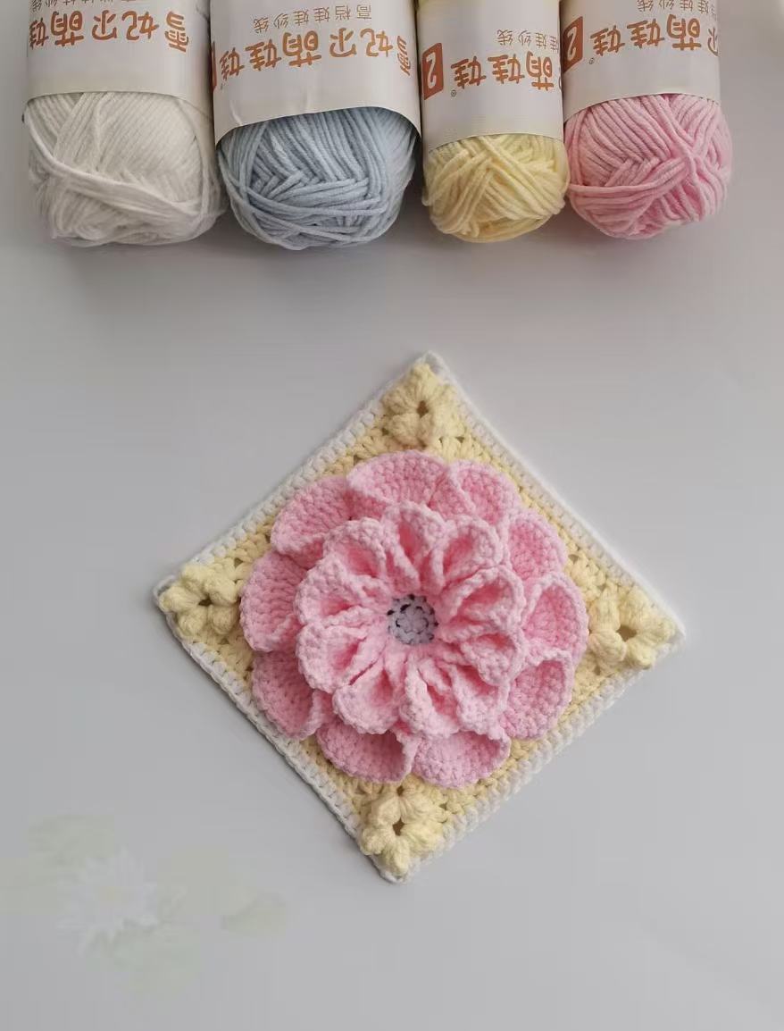 3D Crochet Flower Granny Square Decoration